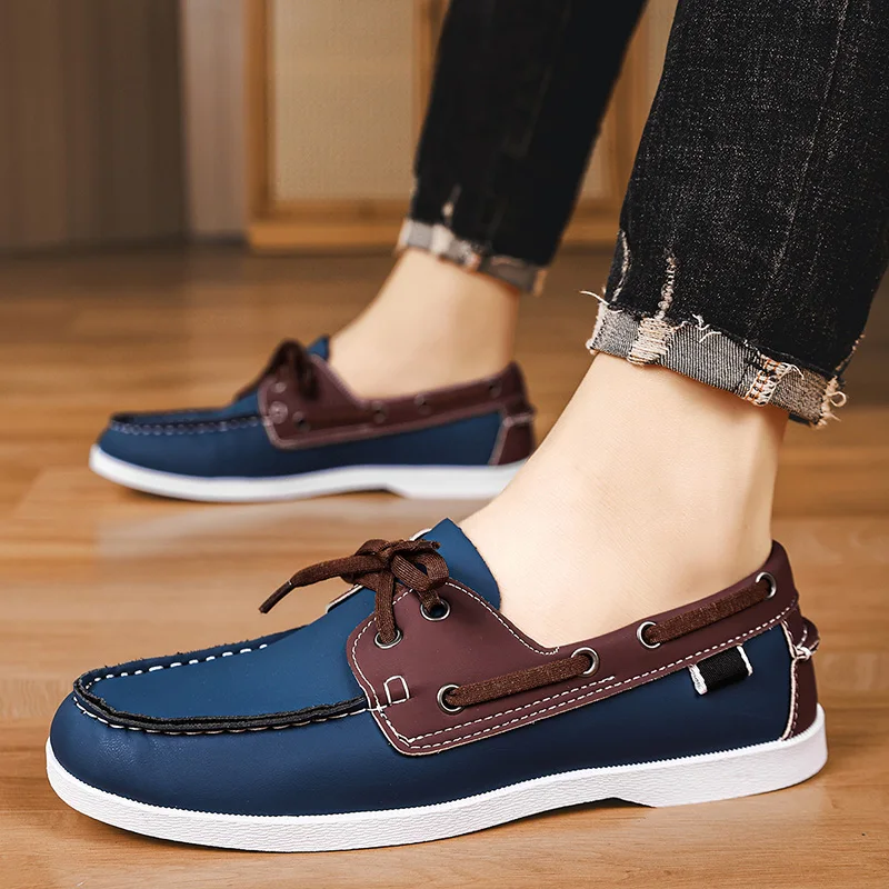 Men Loafers Design Boat Shoes PU Leather High Quality Comfortable Slip-On Soft Flat Versatile Trendy Driving Shoes Moccasins thumbnail 6