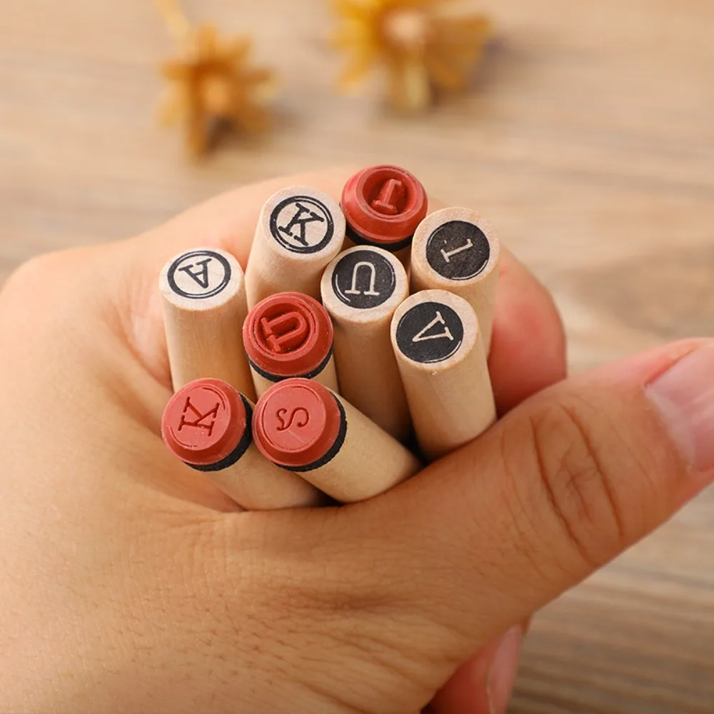 40pcs Office School Supplies Wooden Letter Cylinder Seals 2Style DIY Diary English Alphabet Stamps for Journal Scrapbooking Gift thumbnail 3