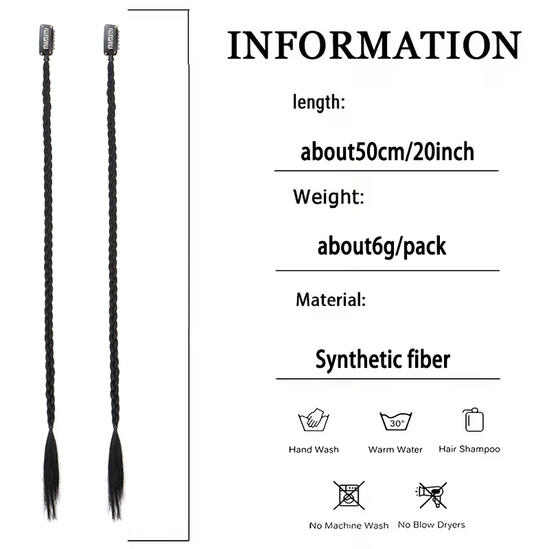 20inch Synthetic 2pcs Y2K Style Hair Long Straight Mini Braid High Temperature Fiber Mixed Color Hair Accessory for Daily thumbnail 2