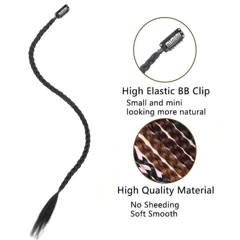 20inch Synthetic 2pcs Y2K Style Hair Long Straight Mini Braid High Temperature Fiber Mixed Color Hair Accessory for Daily thumbnail 3