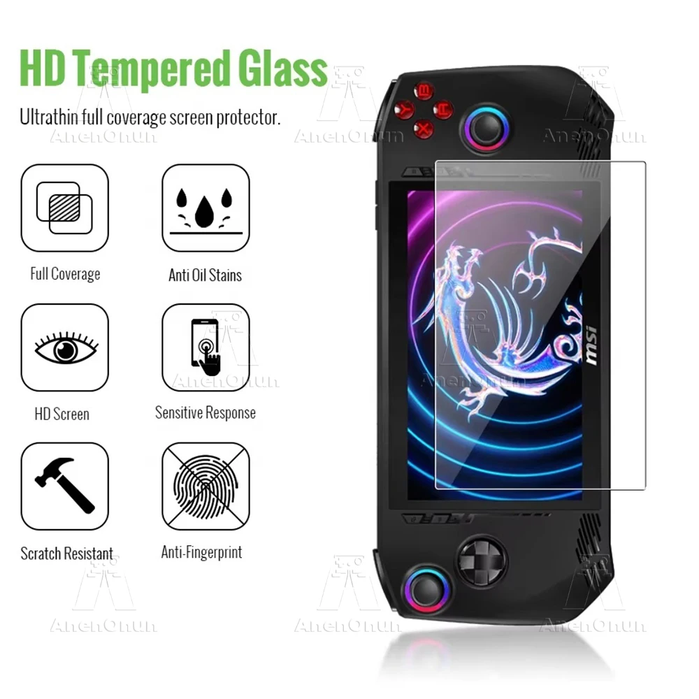 Ultra HD Shatterproof Tempered Glass for MSI Claw A1M 9H Hardness Anti-Scratch Anti-Fingerprint  2.5D Arc Edge Screen Protector thumbnail 2