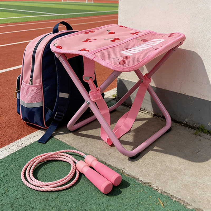 Pink Cherry Pattern Camping Chair Outdoor Portable Folding Stool with Shoulder Strap Mesh Bag Lightweight Fishing Picnic Seat thumbnail 5