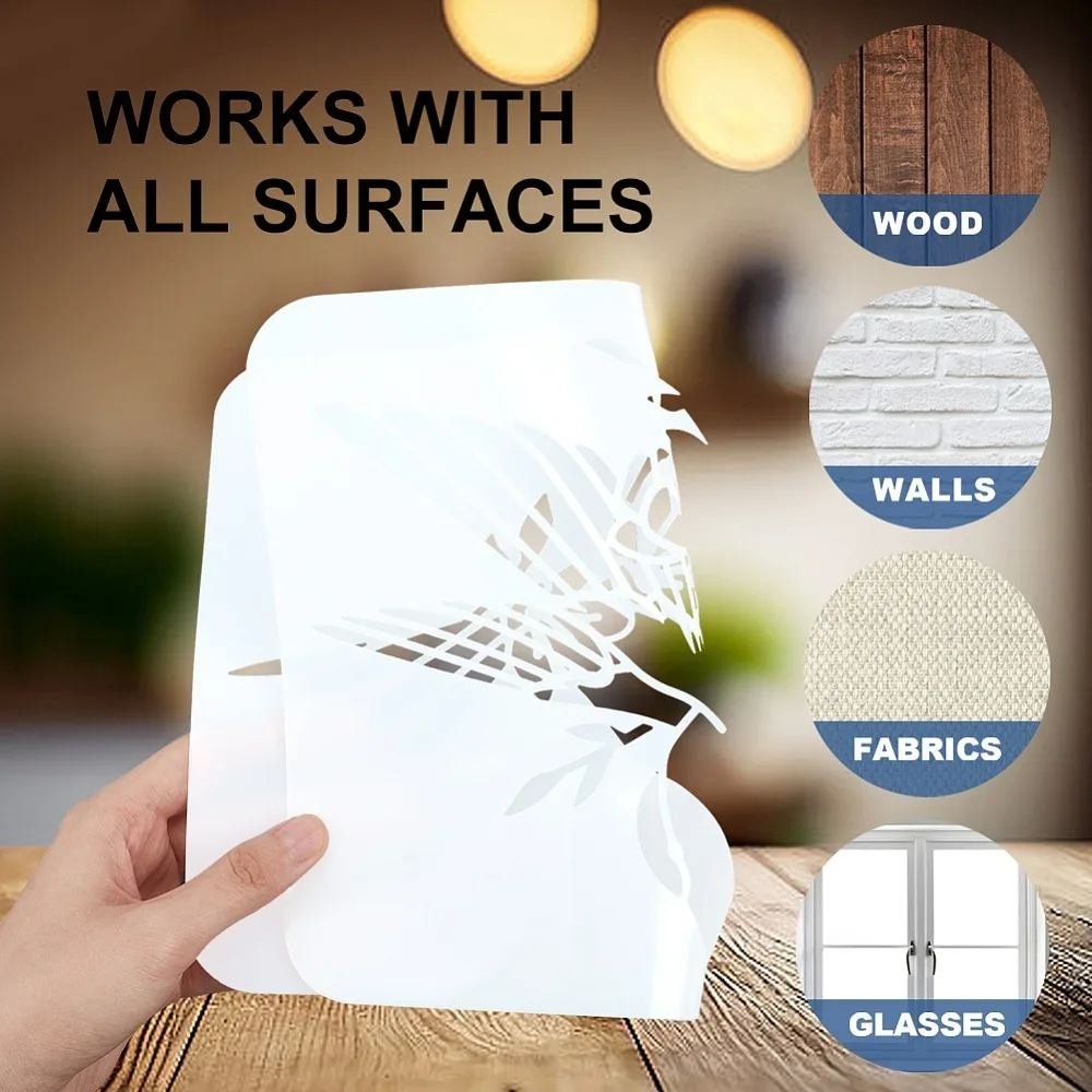 1pc Art Paint Brushes with PET Hollow Out Drawing Painting Stencils sets Eagle 300x300mm thumbnail 5