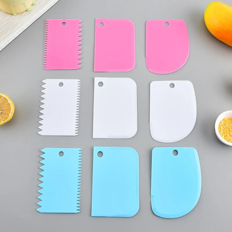 3PCS/Lot Cream Scraper Smoother DIY Cake Decorating  Fondant Pastry Cutters Molds Kitchen Scrapers  Baking Spatulas Tools