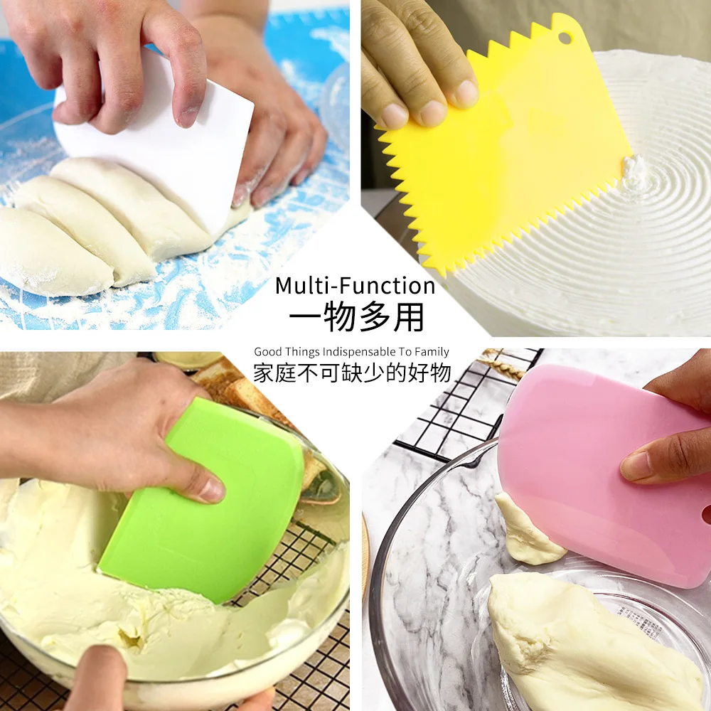 3PCS/Lot Cream Scraper Smoother DIY Cake Decorating  Fondant Pastry Cutters Molds Kitchen Scrapers  Baking Spatulas Tools thumbnail 5