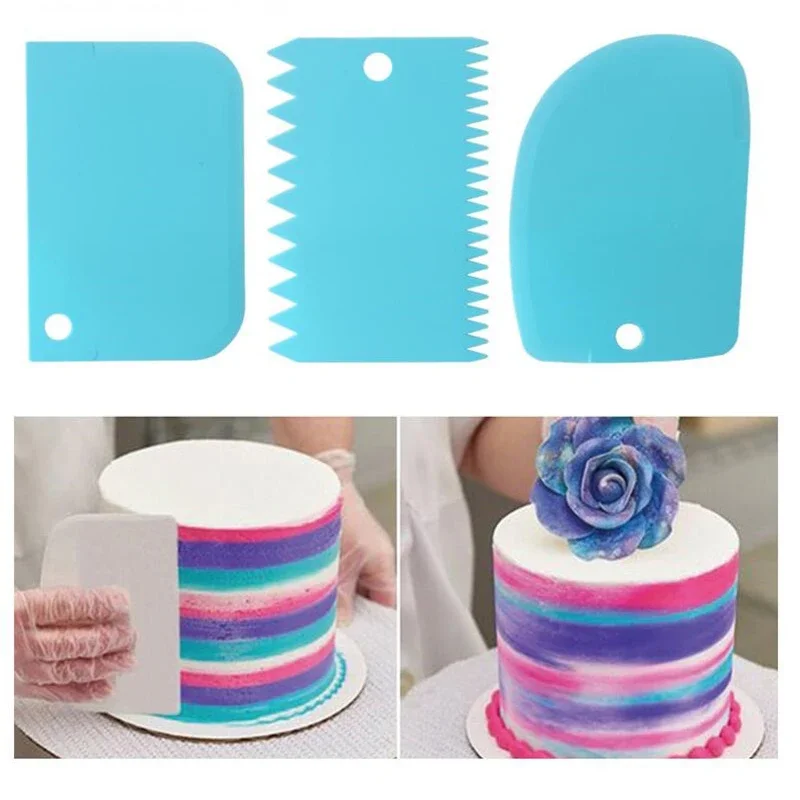3PCS/Lot Cream Scraper Smoother DIY Cake Decorating  Fondant Pastry Cutters Molds Kitchen Scrapers  Baking Spatulas Tools thumbnail 2