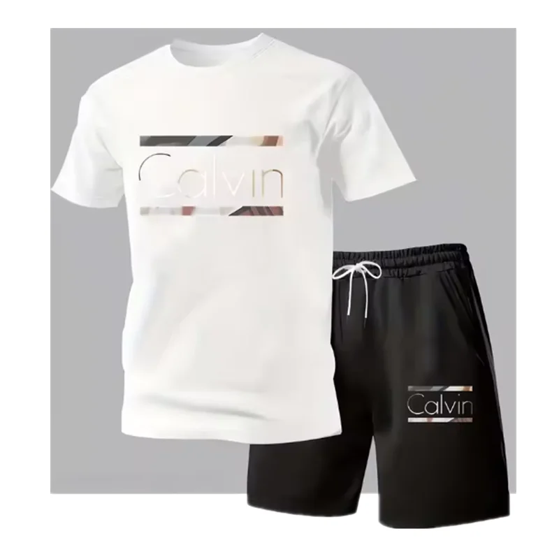 2026 New Fashion Casual T-shirt Shorts Two-piece Set 3D Letter Printing Men's Summer Outdoor Wear Suit thumbnail 3