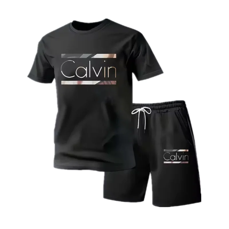 2026 New Fashion Casual T-shirt Shorts Two-piece Set 3D Letter Printing Men's Summer Outdoor Wear Suit thumbnail 2