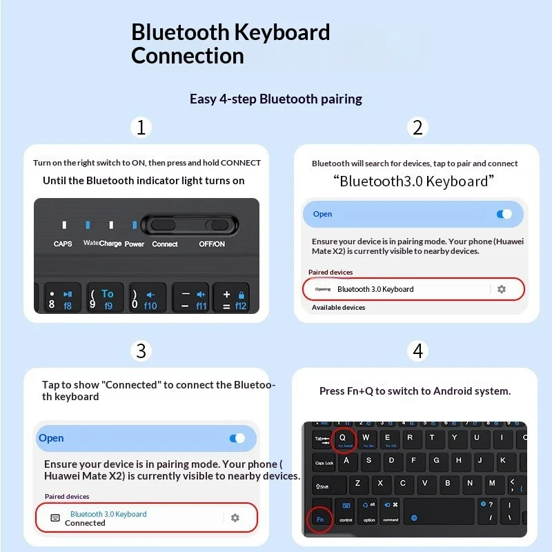 For Samsung Gaalxy Z Fold 7 6 5 4 3 2 Huwei Xiaomi Honor Leather Fold Stand Keyboard Case Wireless Keyboard Pen Mouse Hard Cover thumbnail 3