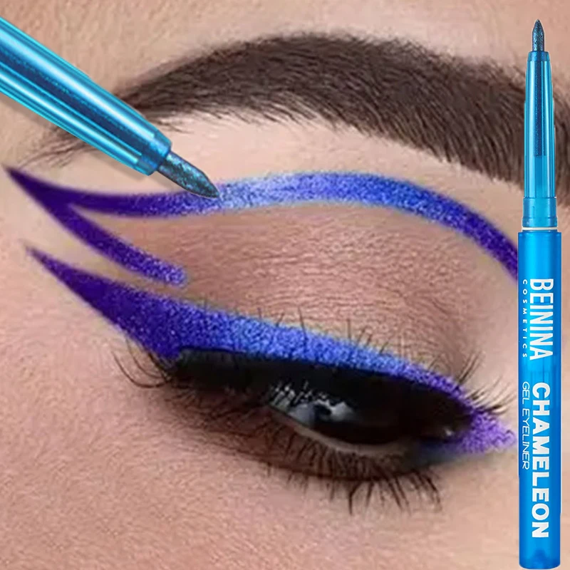 Shiny Chameleon Metallic Blue Eyeliner Gel Pen Eyeshadow Multicolor Eye Liner Pearlescent Polarized Glitter Eyes Pigment Makeup thumbnail 2