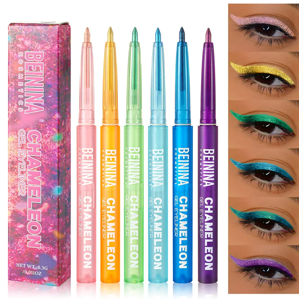 Shiny Chameleon Metallic Blue Eyeliner Gel Pen Eyeshadow Multicolor Eye Liner Pearlescent Polarized Glitter Eyes Pigment Makeup thumbnail 5