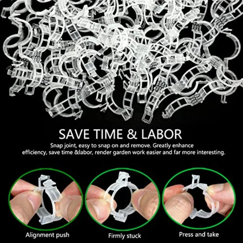 100/200/500 Plant Vine Clip, Support Garden Tying Clamp for Stem,Reusable Gardening Fixation Clips for Plants, Transparent thumbnail 3