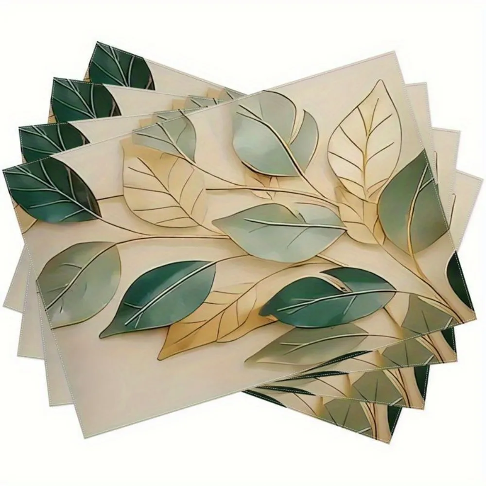 VIKAMA 4/6/8/10pcs small fresh leaf placemats are durable and machine washable for daily kitchen and dining table decoration thumbnail 5