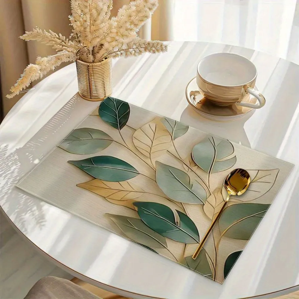 VIKAMA 4/6/8/10pcs small fresh leaf placemats are durable and machine washable for daily kitchen and dining table decoration thumbnail 3