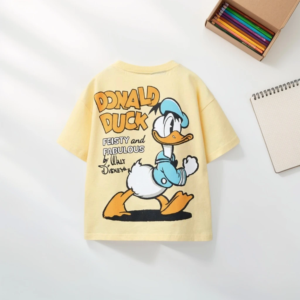 Donald Duck Pattern Kids T Shirts Tops Summer Clothes Cartoon Cotton Casual Children Short-sleeved Tees Baby Boy Clothing Tshirt