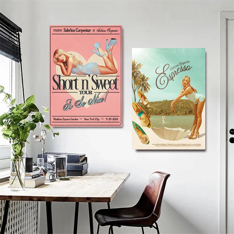 Sabrina Carpenter Short N Sweet Singer Pop Music Lyrics Aesthetic Poster Canvas Painting Wall Art Pictures Home Bedroom Decor thumbnail 3