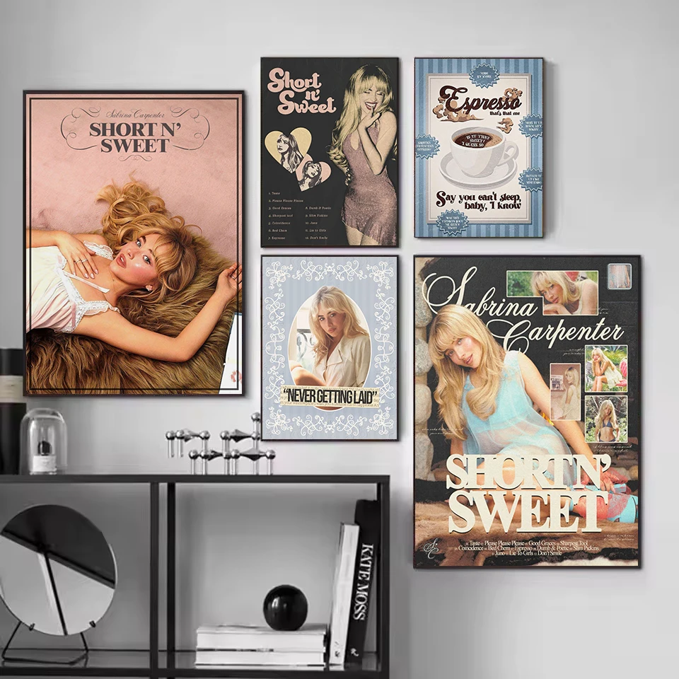 Sabrina Carpenter Short N Sweet Singer Pop Music Lyrics Aesthetic Poster Canvas Painting Wall Art Pictures Home Bedroom Decor thumbnail 2