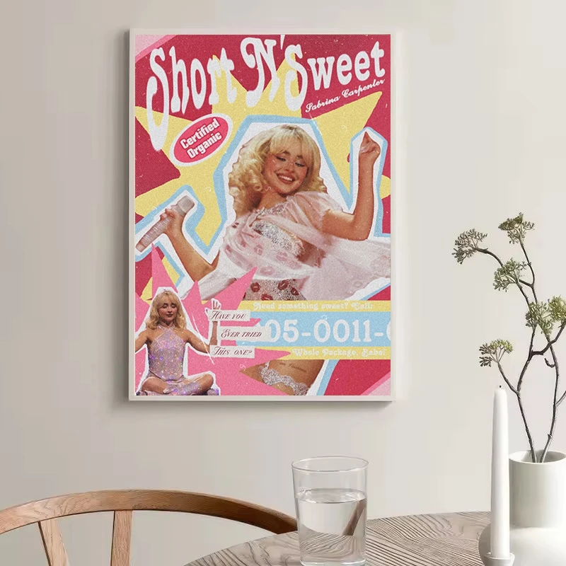 Sabrina Carpenter Short N Sweet Singer Pop Music Lyrics Aesthetic Poster Canvas Painting Wall Art Pictures Home Bedroom Decor thumbnail 4