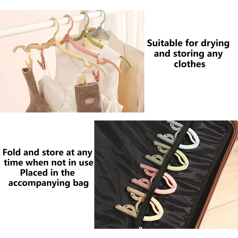 3/5/10pcs ABS folding clothes hanger Travel Portable Clothes Hanging Rack Multi-functional Storage Home Business Trip thumbnail 4