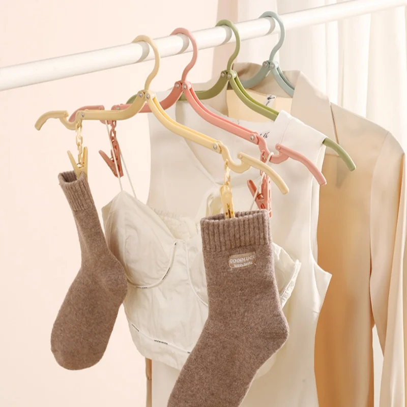 3/5/10pcs ABS folding clothes hanger Travel Portable Clothes Hanging Rack Multi-functional Storage Home Business Trip thumbnail 6