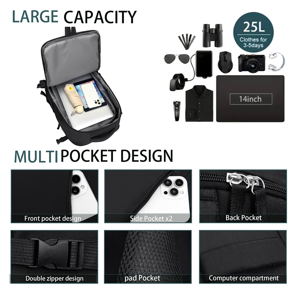 Backpack, Multifunctional, Large Capacity Backpack, Business Travel Luggage Bag, Travel Boarding Bag, Lightweight Computer Bag thumbnail 6