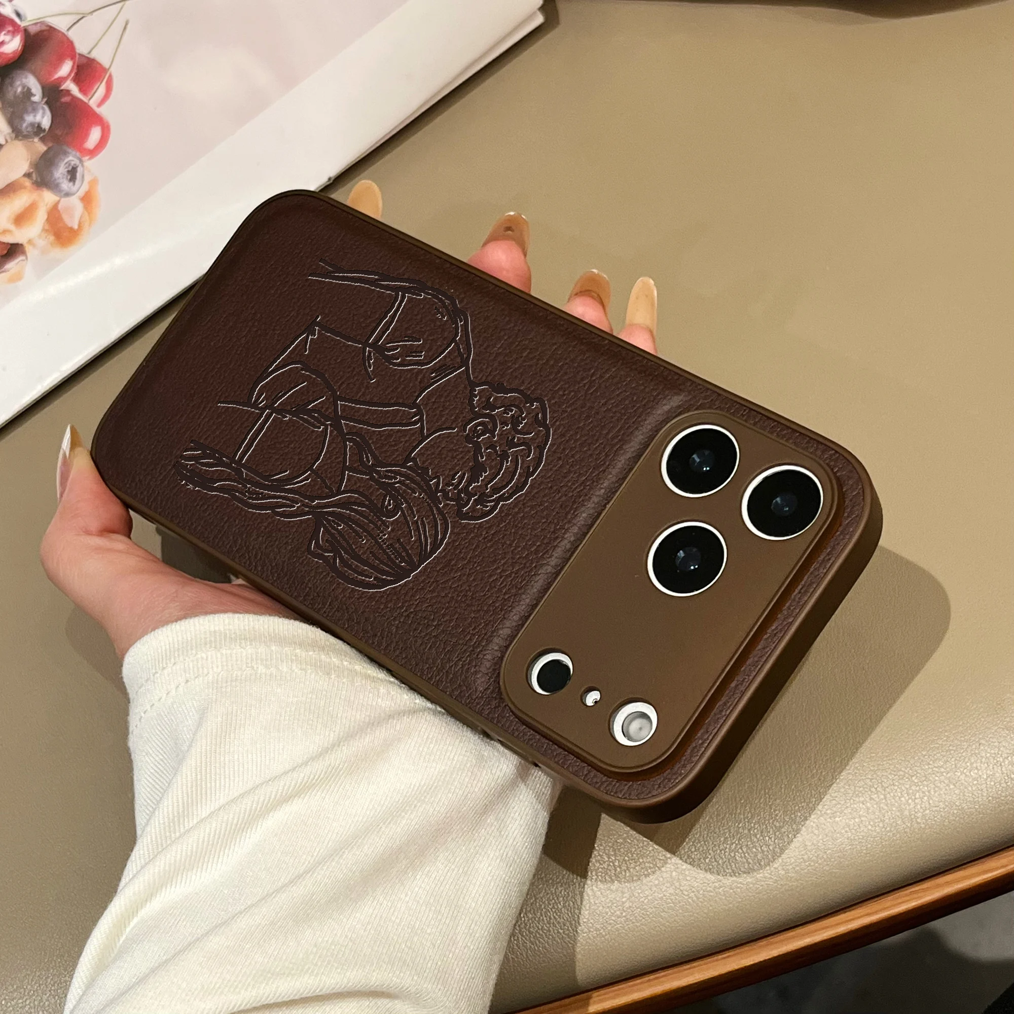 Custom Family Couple Pet Friend Personal Portrait EtcImage Lines Laser Engraved Case for iPhone 17 16 15 14 13 Pro Max Plus Air thumbnail 5
