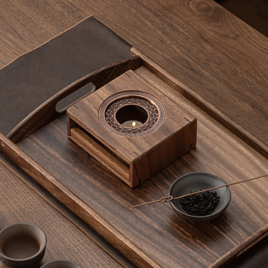 Wooden Tea Pot Heater Tea Supplies Elegant Tea Warmer Heating Coffee Milk Decoration for Home Kitchen Garden Travel Winter Gift thumbnail 4