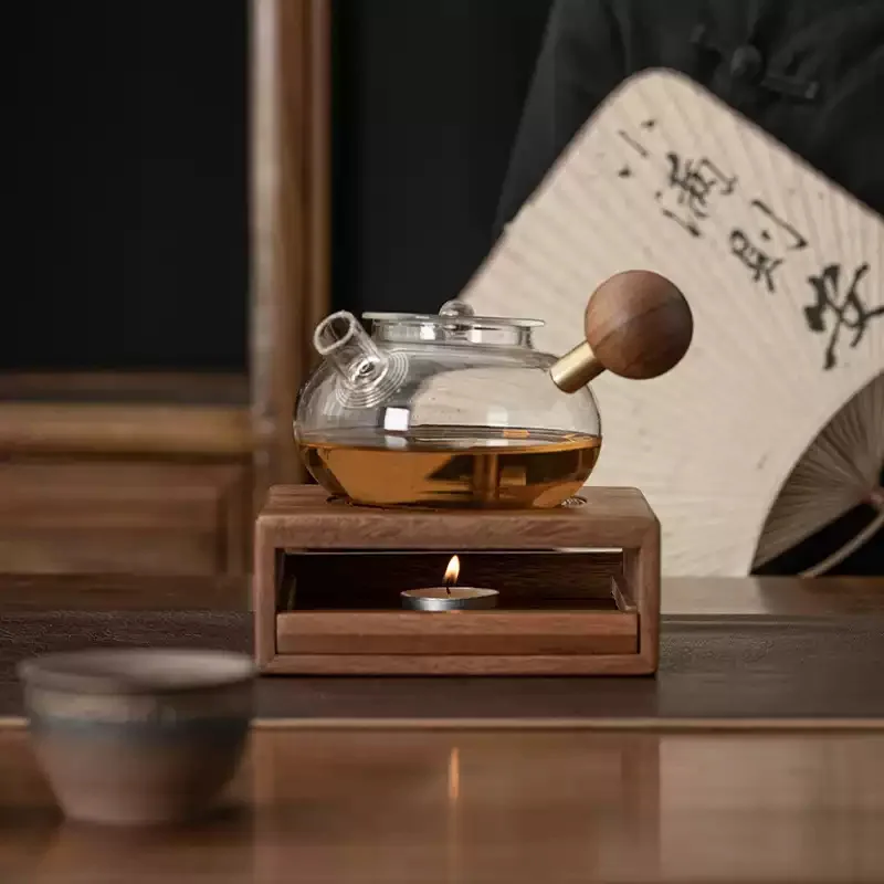 Wooden Tea Pot Heater Tea Supplies Elegant Tea Warmer Heating Coffee Milk Decoration for Home Kitchen Garden Travel Winter Gift thumbnail 3