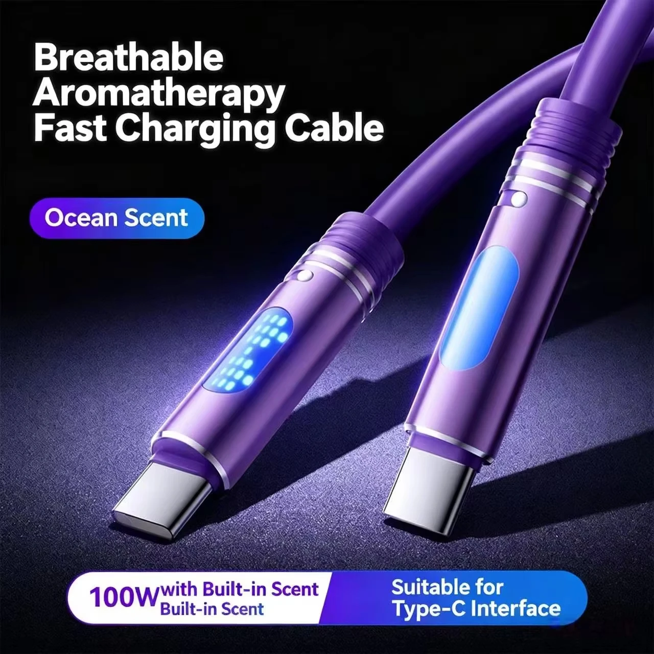 240W Ambient Light USB C Type C Port Liquid Silicone Aromatherapy Fast Charging Data cable for iphone 15 16 17 PRO MAX Xiaomi thumbnail 6