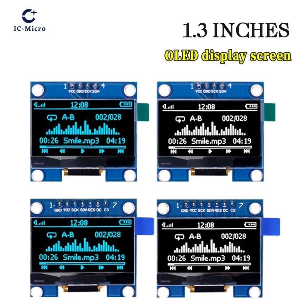 1.3 inch OLED module SPI/IIC I2C Communicate white/blue color 128X64 1.3 inch OLED LCD LED Display Module 1.3" OLED Module 1-10 thumbnail 2