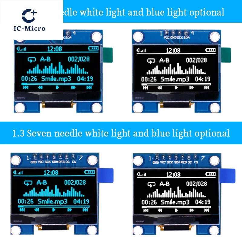 1.3 inch OLED module SPI/IIC I2C Communicate white/blue color 128X64 1.3 inch OLED LCD LED Display Module 1.3" OLED Module 1-10 thumbnail 6