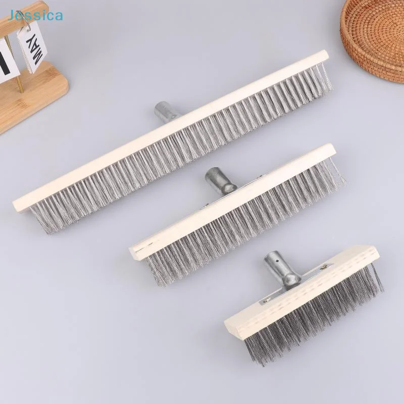 ♥Stainless Steel Wire Brush Set | Wooden Handle Scrub Brushes (3 Sizes) for Cleaning Grills, Workbenches & Surfaces thumbnail 2