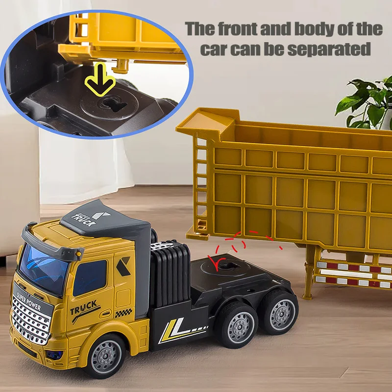 RC Cars Truck Heavy-Duty Dump Transporter Engineering Vehicle Model Vehicle Remote Control Trailer Car Toys 1:48 Boy Toy Gift thumbnail 4