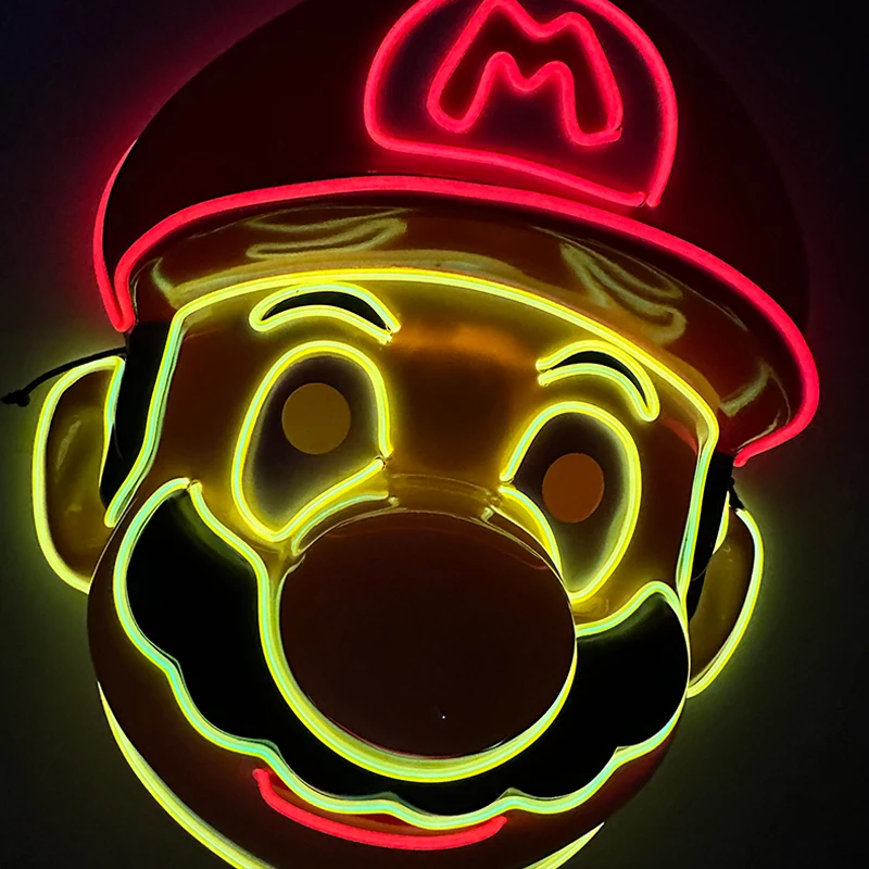 Funny Glowing Masquerade Disguise Mask Props Adult Kids Game Theme Cosplay Luminous Mask Carnival Neon Light Up Supplies thumbnail 3