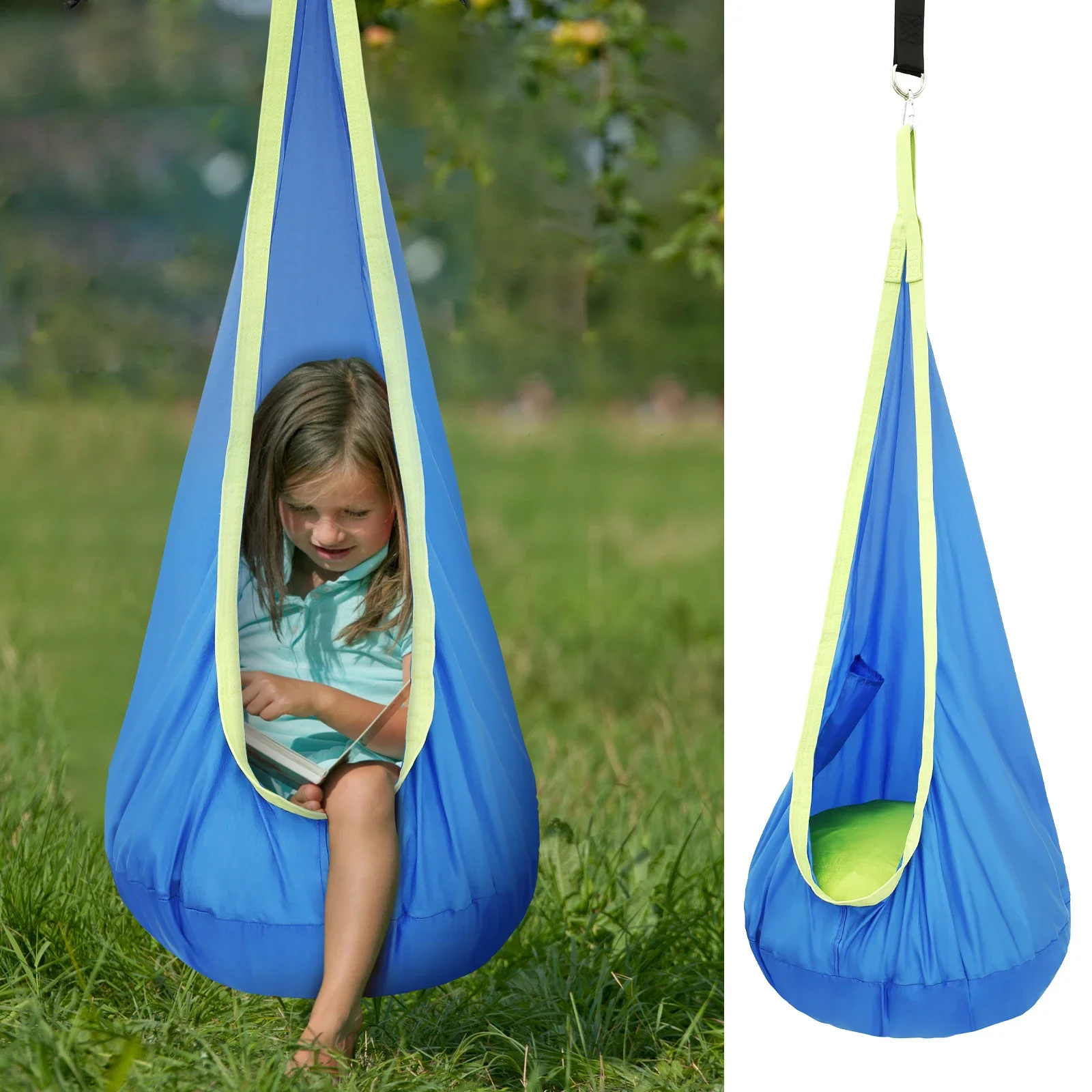 Chair Sensory Swing Chair Kids Pod Swing Seat Portable Hammock Chair Swing with Inflatable Pillow Hanging Hammock Max 200kg
