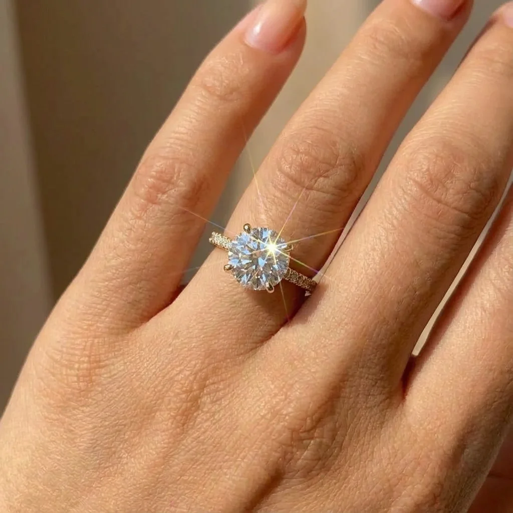 925 Sterling Silver Gorgeous Shiny Zircon Round Rings for Women Anniversary Marry Luxury High Quality Fine Jewelry Gift thumbnail 5