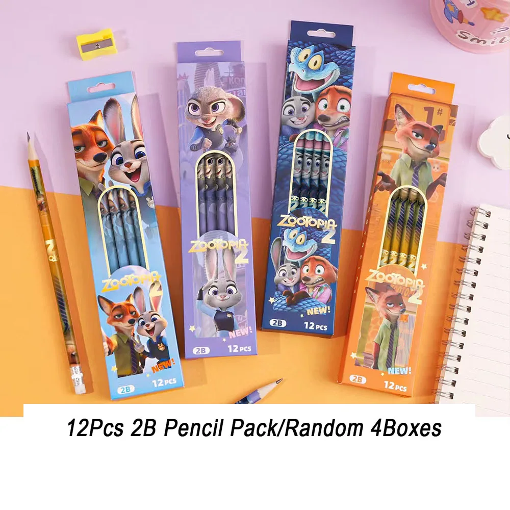12Pcs Disney Zootopia 2B Pencils Wood Graphite Sketch Pencils Set Smooth Writing for School Office Drawing Sketching thumbnail 2