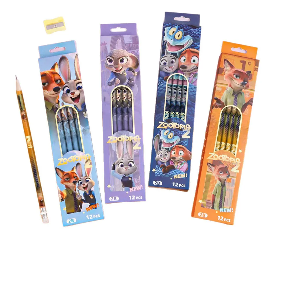 12Pcs Disney Zootopia 2B Pencils Wood Graphite Sketch Pencils Set Smooth Writing for School Office Drawing Sketching thumbnail 3