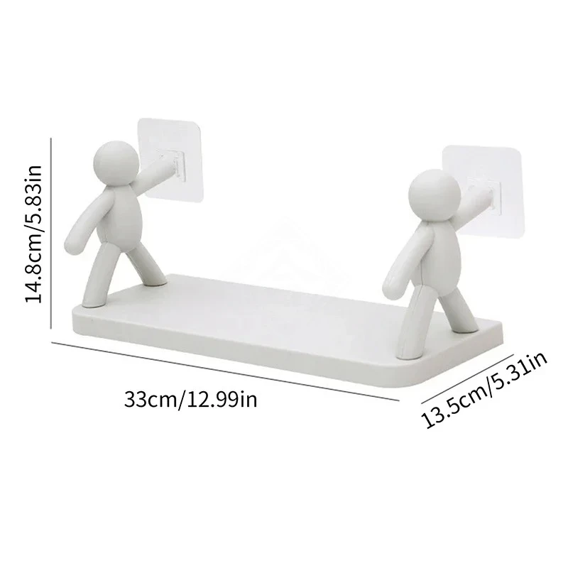 Bathroom Self-adhesive Shampoo Shelves Shower Towel Storage Rack Cosmetic Toilet Organizer Home Decor Kitchen PP Plastic Rack thumbnail 6