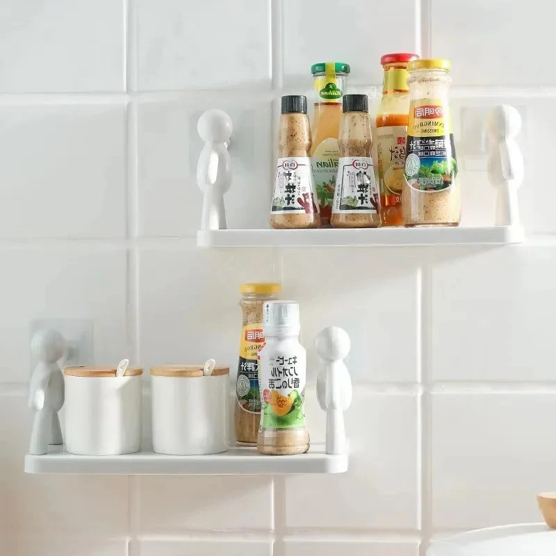 Bathroom Self-adhesive Shampoo Shelves Shower Towel Storage Rack Cosmetic Toilet Organizer Home Decor Kitchen PP Plastic Rack thumbnail 2