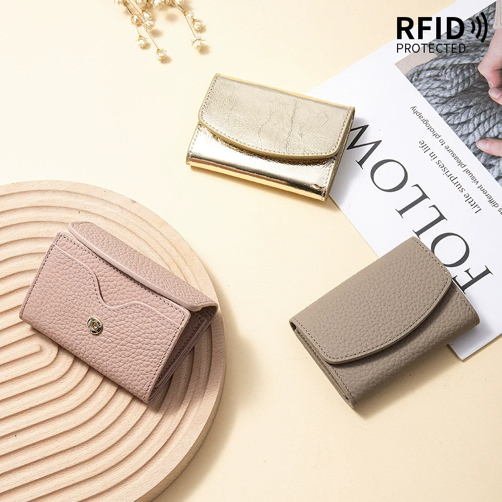 New Women's Wallet Short Genuine Leather Purse Portable Multifunctional Large Capacity Money Bag Small Folding Coin Card Holder thumbnail 2