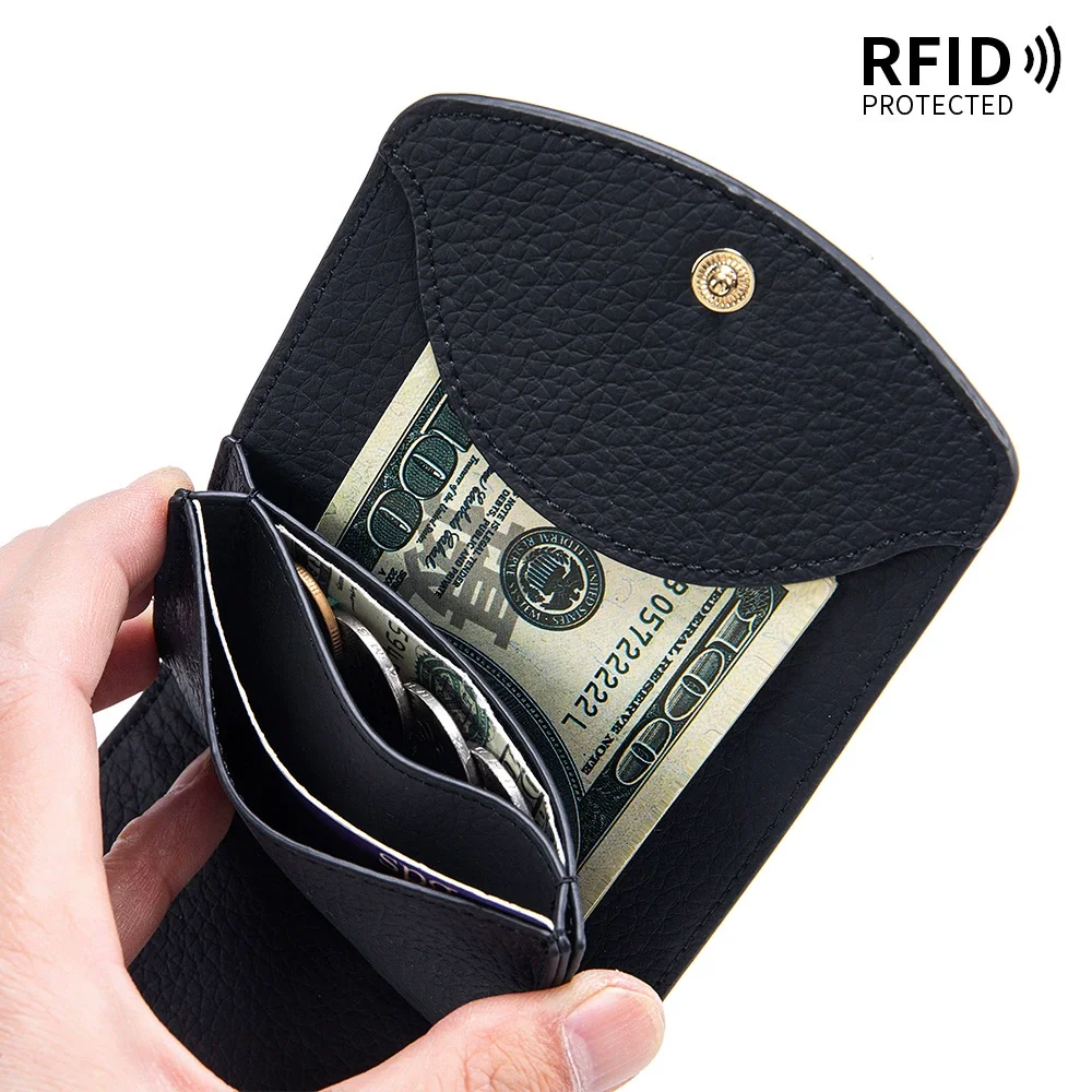 New Women's Wallet Short Genuine Leather Purse Portable Multifunctional Large Capacity Money Bag Small Folding Coin Card Holder thumbnail 5