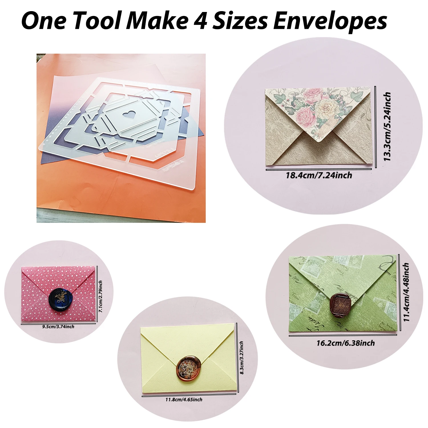 Alinaute 4 Sizes In 1 Envelope Maker Guide Card Envelope Making Template Tool For Paper Craft Handmade Card thumbnail 2