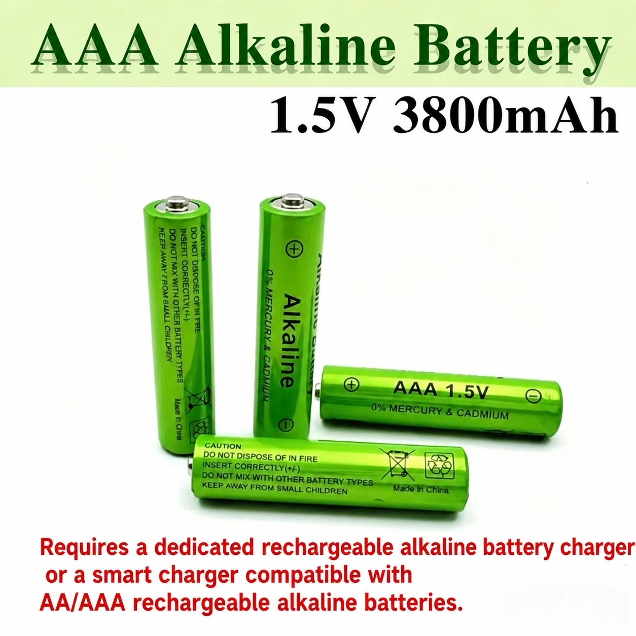 High Capacity 1.5V AAA 3800mAhAlkaline Rechargeable Battery Long-Lasting Power for Clocks Mice Computers Toys Electronic Devices thumbnail 2