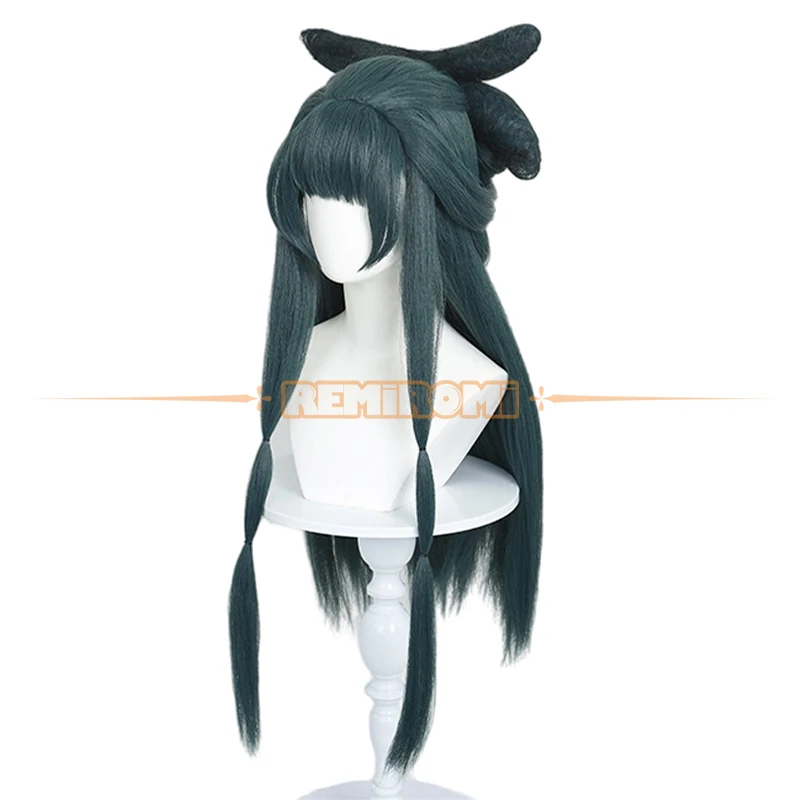 Newly Maomao Cosplay Wig  Anime The Apothecary Diaries Dark Green Chinese Style Long Hair with Bun Heat Resistant Free Wig Cap thumbnail 2