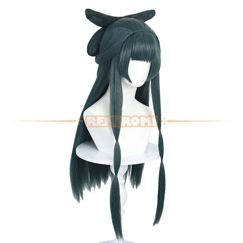 Newly Maomao Cosplay Wig  Anime The Apothecary Diaries Dark Green Chinese Style Long Hair with Bun Heat Resistant Free Wig Cap thumbnail 3