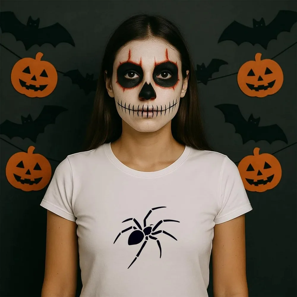 9PCS Spider Stencils with 1Pc Plastic Brush 5.9x5.9inch Halloween for Painting on Wall Wood Fabric Furniture DIY Home Decoration thumbnail 6