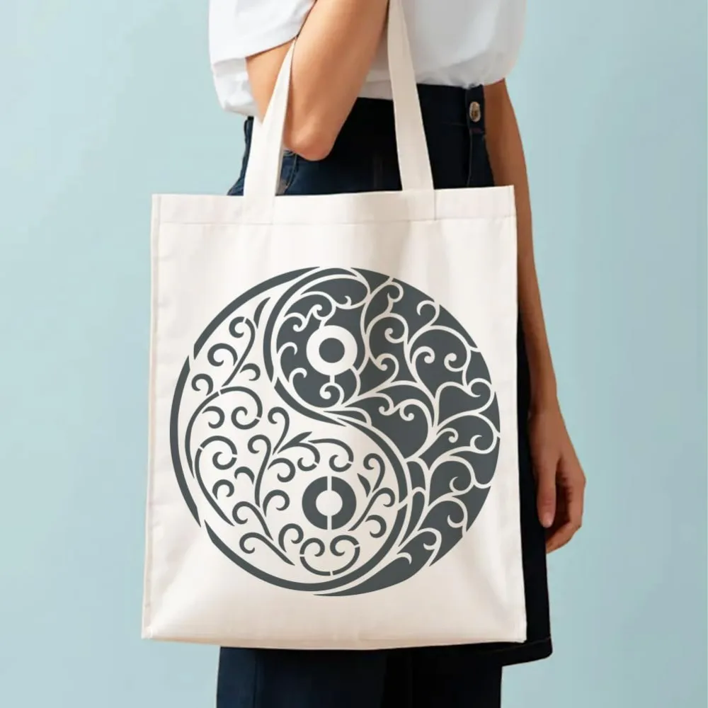 Brocade Yin Yang Painting Stencil with Brush 30x30cm/11.8x11.8inch Stencils for DIY Art Projects & Home Decor thumbnail 6