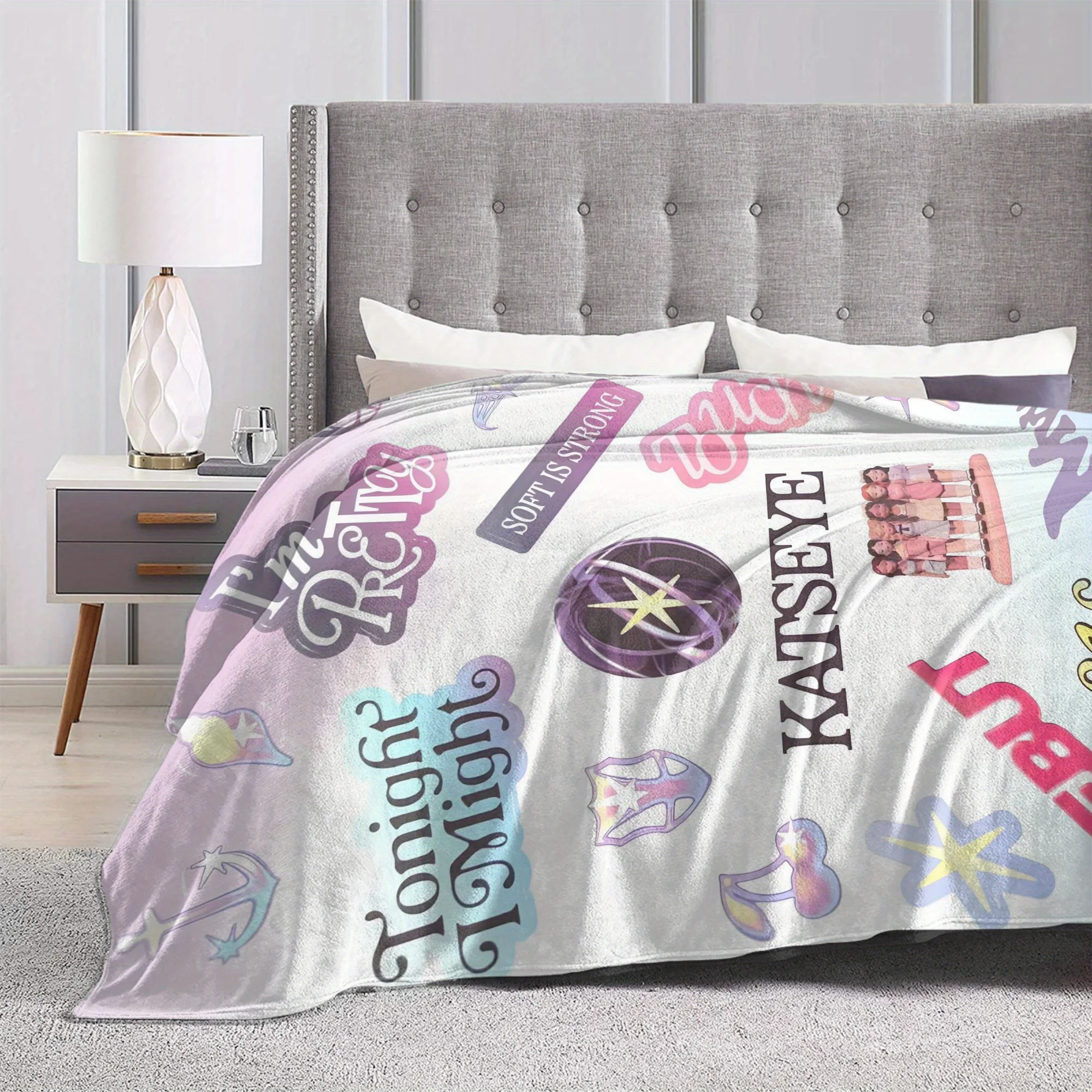 KATSEYE Anime Print Flannel Blanket Soft All-Season Throw with Vibrant Character Design Perfect for Sofa Office & Travel Gift thumbnail 5