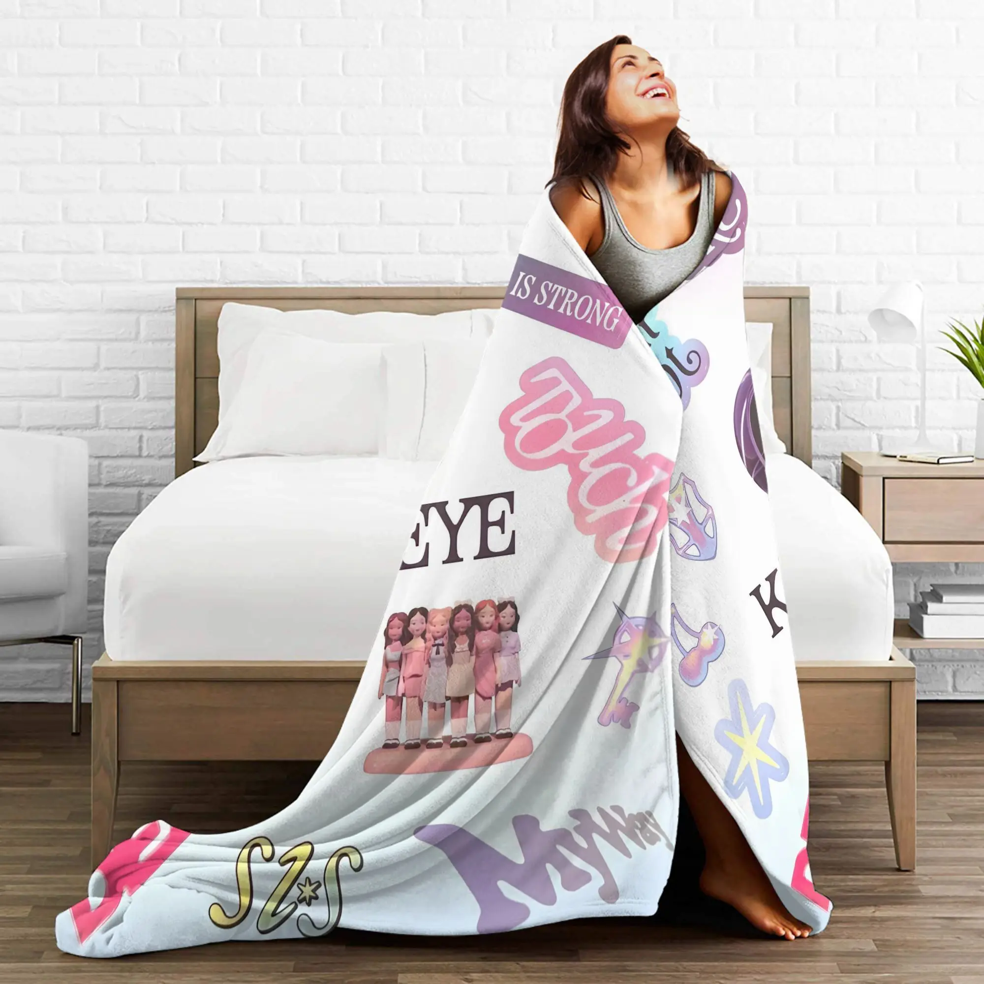KATSEYE Anime Print Flannel Blanket Soft All-Season Throw with Vibrant Character Design Perfect for Sofa Office & Travel Gift thumbnail 6